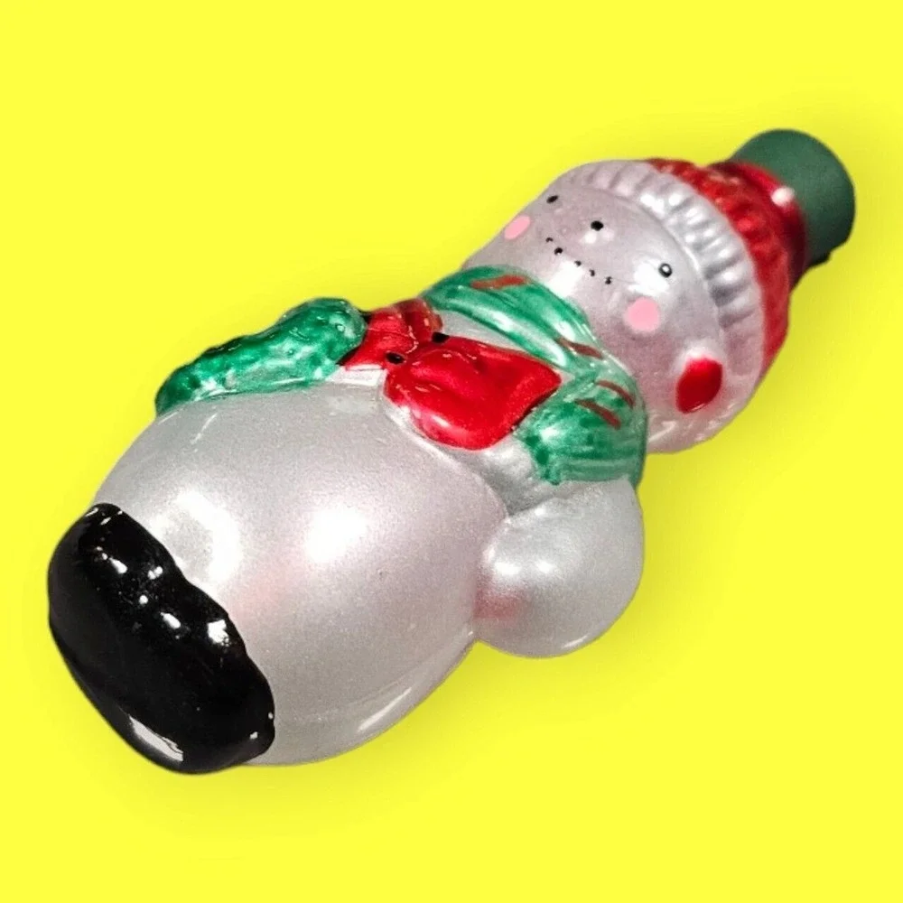 Vintage Avon Glass Light Cover SNOWMAN Miniature Lights Ornament in Original Box
